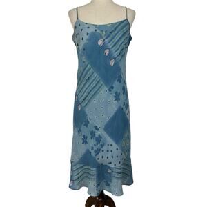 Charlotte Russe Blue Floral Patchwork Midi Dress